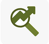 icon Show a trend down to up and search icon